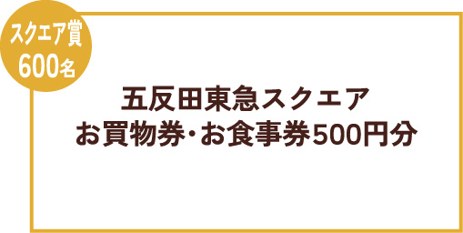 スクエア賞600名 五反田東急スクエア お買い物券・お食事券500円分