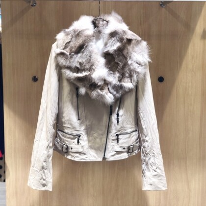 プールスタジオアリヴィエ 革ジャン ベージュ ファー 総合ショッピング